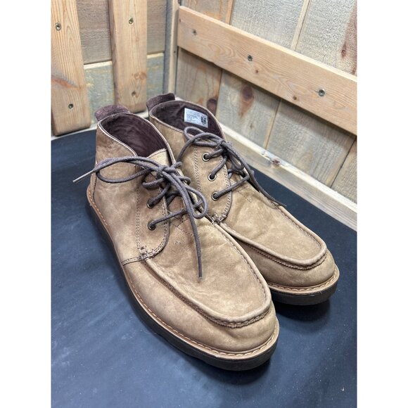 Toms Mens Brown Leather Moc-Toe Ankle Boots Size 11 - Picture 2 of 10